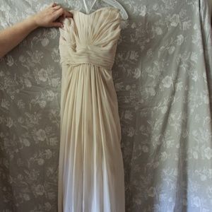 David's Bridal / long, strapless chiffon bridesmaid dress / size 20